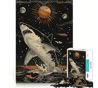 Rompecabezas de 1000 Piezas con diseño de Carta del Tarot del tiburón Blanco Juguete Que desafía la Mente Troquelado de Alta precisión Un Reto Divertido para Pasar el Tiempo (38x26cm)