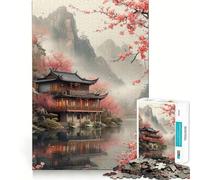 Rompecabezas de 1000 Piezas con diseño de casa Japonesa para Adultos Juego de ingenio para relajar la Mente Bordes Afilados Regalo Premium (38x26cm)