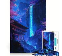 Rompecabezas de 1000 Piezas con diseño de Cascada de cerezos en Flor neón para Adolescentes Juguete Inteligente para Jugar en Interiores Bordes Lisos Colección de Piezas artísticas (38x52cm)