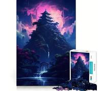 Rompecabezas de 1000 Piezas con diseño de Cascada de neón en la montaña, Ideal para Adolescentes Juguete para ejercitar la Mente Fácil de armar Regalo Elegante (50x75cm)