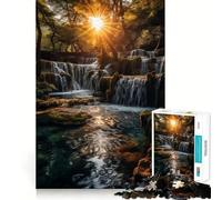 Rompecabezas de 1000 Piezas con diseño de Cascada Natural en Suset para Adultos y Adolescentes Juguete de lógica para Relajarse Corte de precisión Regalo Ideal (38x26cm)
