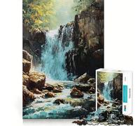Rompecabezas de 1000 Piezas con diseño de Cascada Pintada al óleo para Adolescentes Juego de Memoria Mental Cierre Seguro sin Piezas Sueltas Ideal para Viajar Juego para ejercitar la Mente Regalo