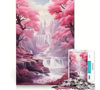 Rompecabezas de 1000 Piezas con diseño de Cascada y cerezos en Flor para Adolescentes Juego Divertido y fácil de armar Sin Espacios Actividad Nocturna Familiar (50x75cm)