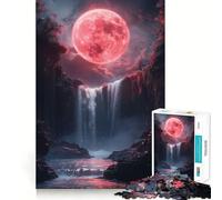 Rompecabezas de 1000 piezas con diseño de cascada y luna de sangre,piezas de ajuste preciso,juguete creativo y divertido,ideal para momentos de diversión acogedores y como regalo de cumpleaños 38x26cm