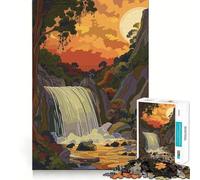 Rompecabezas de 1000 Piezas con diseño de Cascada y Puesta de Sol para Adolescentes Juego de concentración Mental Corte de precisión Bordes Lisos Juego Ideal para Rellenar Calcetines navideños