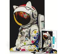 Rompecabezas de 1000 Piezas con diseño de Casco de Astronauta y Gato Juego para ejercitar la Mente,Relajarse y divertirse en cumpleaños Regalo Ideal (38x26cm)