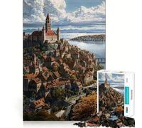 Rompecabezas de 1000 Piezas con diseño de Castillo Medieval Real para Adolescentes Juguete Mental para aliviar el estrés Corte Premium (50x75cm)