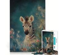 Rompecabezas de 1000 Piezas con diseño de Cebra en Flor para Adultos Juego de concentración Mental, Corte láser Actividad Nocturna Divertida para Toda la Familia (50x75cm)