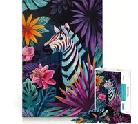 Rompecabezas de 1000 Piezas con diseño de Cebra en un Entorno Floral Tropical Juego cognitivo y Divertido con Estructura de Encaje preciso Actividad para Fortalecer los Lazos Familiares (38x52cm)