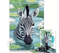 Rompecabezas de 1000 Piezas con diseño de Cebra en un Estanque de nenúfares para Adultos Diversión para Entrenar la Mente Corte Limpio Componentes Resistentes Actividad Relajante para desconectar