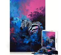 Rompecabezas de 1000 Piezas con diseño de Cebra Vibrante en una Colorida Jungla Ideal para ejercitar la Mente, Relajarse y divertirse Corte de precisión Regalo significativo (38x26cm)