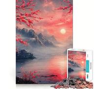 Rompecabezas de 1000 Piezas con diseño de cerezos en Flor al Atardecer,Bordes Finos,Ideal para ejercitar la Mente,Relajarse y Disfrutar de la Navidad Regalo Divertido (50x75cm)