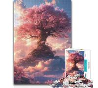 Rompecabezas de 1000 Piezas con diseño de cerezos en Flor y Amanecer, Juguete Educativo para niños de 14 años o más, 50x75cm