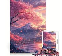 Rompecabezas de 1000 Piezas con diseño de cerezos en Flor y el Monte Fuji para Adolescentes Pensamiento estratégico,fácil relajación,Ajuste preciso,Regalo Festivo (38x26cm)