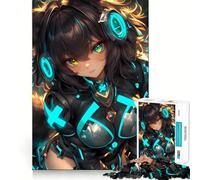 Rompecabezas de 1000 Piezas con diseño de Chica Anime con Atuendo futurista para Adultos Juego de Memoria Cerebral Encaje Huecos Actividad Relajante para un Descanso Mental (38x26cm)