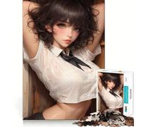 Rompecabezas de 1000 Piezas con diseño de Chica Anime en Camisa Blanca Ideal para ejercitar la Memoria Bordes Lisos Que encajan a la perfección Una Forma Divertida de llenar el Tiempo Libre (38x52cm)
