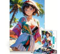 Rompecabezas de 1000 Piezas con diseño de Chica Anime en la Playa para Adultos Juego Mental Divertido con tecnología Avanzada de Corte láser Un desafío entretenido para Pasar el Tiempo (50x75cm)