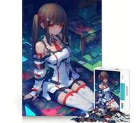 Rompecabezas de 1000 Piezas con diseño de Chica Anime en un Entorno Cyberpunk Juguete para Adultos Que desafía la Mente Corte preciso,alineación Actividad Divertida para Toda la Familia