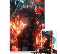 Rompecabezas de 1000 Piezas con diseño de Chica Anime en un Entorno Floral para Adolescentes Juego para estimular la Mente Montaje Firme y Seguro Actividad Divertida para Toda la Familia (38x52cm)