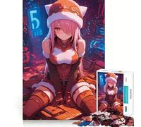 Rompecabezas de 1000 Piezas con diseño de Chica Anime en un Entorno futurista para Adolescentes Juego Divertido y fácil de Usar Sin Huecos Actividad Nocturna para Toda la Familia (50x75cm)