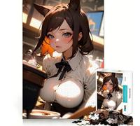 Rompecabezas de 1000 Piezas con diseño de Chica Anime en una cafetería Juego cognitivo Divertido Troquelado de Alta precisión aliviar el estrés (38x52cm)