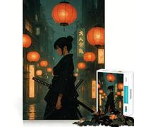Rompecabezas de 1000 Piezas con diseño de Chica Anime en una Calle Japonesa lluviosa Juego de Memoria Divertido para Adultos Componentes Resistentes y de Corte Limpio aliviar