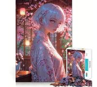 Rompecabezas de 1000 Piezas con diseño de Chica Anime Entre cerezos en Flor Juguete Creativo con Cierre Seguro y sin Piezas Sueltas Actividad Ideal para Compartir en Familia (38x26cm)
