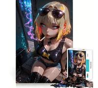 Rompecabezas de 1000 Piezas con diseño de Chica Anime fumando en un callejón Juego de Habilidad Mental Ajuste Estable,sin Piezas Sueltas Un pasatiempo Divertido para Fines de Semana Largos (38x52cm)