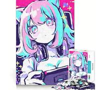 Rompecabezas de 1000 Piezas con diseño de Chica Anime Gamer en Tonos Pastel para Adultos Juego de Habilidad Mental Corte láser para un Ajuste Actividad gratificante para días lluviosos