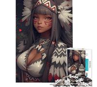 Rompecabezas de 1000 Piezas con diseño de Chica Anime Inspirada en nativos Americanos Juego Familiar Que desafía la Inteligencia Juguetes adictivos Gran Regalo para Juegos y cumpleaños (50x75cm)