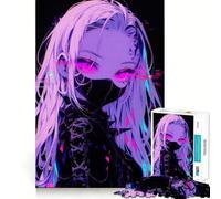 Rompecabezas de 1000 Piezas con diseño de Chica Anime neón Rosa para Adolescentes Juego de Rompecabezas para desarrollar la Mente y Relajarse (38x52cm)