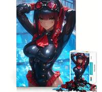 Rompecabezas de 1000 Piezas con diseño de Chica Anime Vestida de Negro y Rojo en una Piscina Juego cognitivo Divertido con Troquelado de Alta precisión aliviar el estrés (38x52cm)