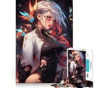 Rompecabezas de 1000 Piezas con diseño de Chica Anime Vibrante Juego para ejercitar la Mente Artesanía de Corte experta Un pasatiempo Fascinante para los Momentos de Ocio (38x52cm)
