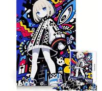Rompecabezas de 1000 Piezas con diseño de Chica Anime y Fondo Abstracto Colorido para Adultos Ideal para Mentes ágiles y para Disfrutar fácilmente Ajuste Firme Regalo Festivo (38x52cm)