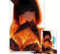 Rompecabezas de 1000 Piezas con diseño de Chica Anime y Fuego para Adultos Divertido Juego de Memoria Componentes Resistentes y de Corte Limpio aliviar el estrés (38x52cm)