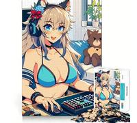 Rompecabezas de 1000 Piezas con diseño de Chica Gamer en Bikini Estilo Anime para Adultos Juego de Memoria Divertido Componentes Resistentes y de Corte Limpio aliviar el estrés