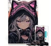 Rompecabezas de 1000 Piezas con diseño de Chica Gato Anime y Graffiti para Adultos Juego Mental Divertido con tecnología Avanzada de Corte láser Un desafío entretenido para Pasar el Tiempo (50x75cm)