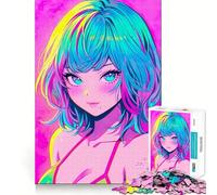 Rompecabezas de 1000 Piezas con diseño de Chica Linda de Anime,Ideal para el Verano Juguete Que desafía la Mente Troquelado de Alta precisión Un Reto Divertido para Pasar el Tiempo (38x26cm)