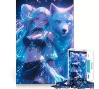 Rompecabezas de 1000 Piezas con diseño de Chica neón y Lobo para Adultos Juguete de lógica para Juegos de Interior Corte de precisión Regalo Ideal 50x75cm