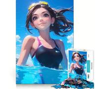 Rompecabezas de 1000 Piezas con diseño de Chica Sexy de Anime en la Piscina para Adolescentes Mejora la Memoria, relájate y Disfruta del Momento Regalo Creativo con Bordes precisos (38x26cm)