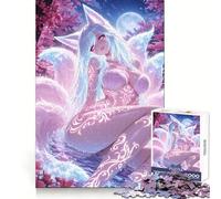 Rompecabezas de 1000 Piezas con diseño de Chica Zorro Estilo Anime en un Entorno de cerezos en Flor Ideal para Adolescentes Practicar la lógica divertirse en Silencio y con Bordes limpios Festivo