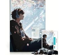 Rompecabezas de 1000 Piezas con diseño de Chico Anime Escuchando música en Interiores Diversión,Corte Limpio y componentes Resistentes Un Entretenimiento cautivador para Disfrutar en casa (38x26cm)
