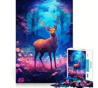 Rompecabezas de 1000 Piezas con diseño de Ciervo fantástico en Pixel Art Arte de Corte preciso Diversión cognitiva Juego entretenido para el Tiempo Libre Escena navideña Arte (38x52cm)