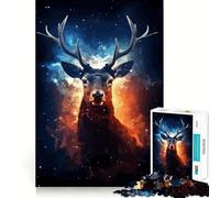 Rompecabezas de 1000 Piezas con diseño de Ciervo y Galaxia cósmica para Adolescentes Juego Que estimula el Cerebro Encaje Huecos Actividad Relajante para Grupos en Interiores (38x52cm)