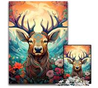 Rompecabezas de 1000 Piezas con diseño de Ciervos psicodélicos para Adultos,Ideal para Relajarse y desafiarse,decoración Colorida para el hogar,Regalo Ideal para Amigos,26x38cm/10,23x14,96 Pulgadas.