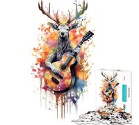 Rompecabezas de 1000 Piezas con diseño de Ciervos Tocando la Guitarra Juguete Educativo y desafiante para ejercitar la Mente Hombres y Mujeres (tamaño 50x75cm)