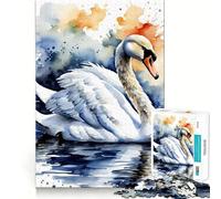 Rompecabezas de 1000 Piezas con diseño de Cisne en Acuarela para Adolescentes Juego Divertido y fácil de armar Sin Espacios Entre Las Piezas Actividad Nocturna Ideal para Toda la Familia (50x75cm)