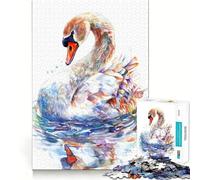 Rompecabezas de 1000 Piezas con diseño de Cisne en Acuarela para Adultos Juego Mental Divertido con tecnología Avanzada de Corte láser Un Reto entretenido para Pasar el Tiempo (50x75cm)