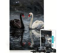 Rompecabezas de 1000 Piezas con diseño de cisnes en Blanco y Negro Juego de lógica de Corte preciso Ideal para Relajarse (38x26cm)