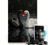 Rompecabezas de 1000 Piezas con diseño de cisnes en Blanco y Negro Juego de lógica de Corte preciso Ideal para Relajarse (38x52cm)